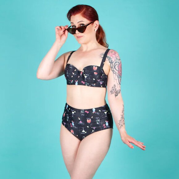 Collectif x Playful Promises COCKTAIL MENU BALCONY BIKINI 2 piece, NWT - Picture 1 of 10
